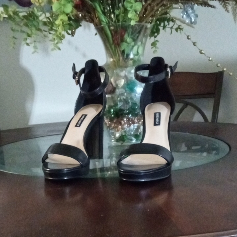 Nine West Black Block Heel Sandals
